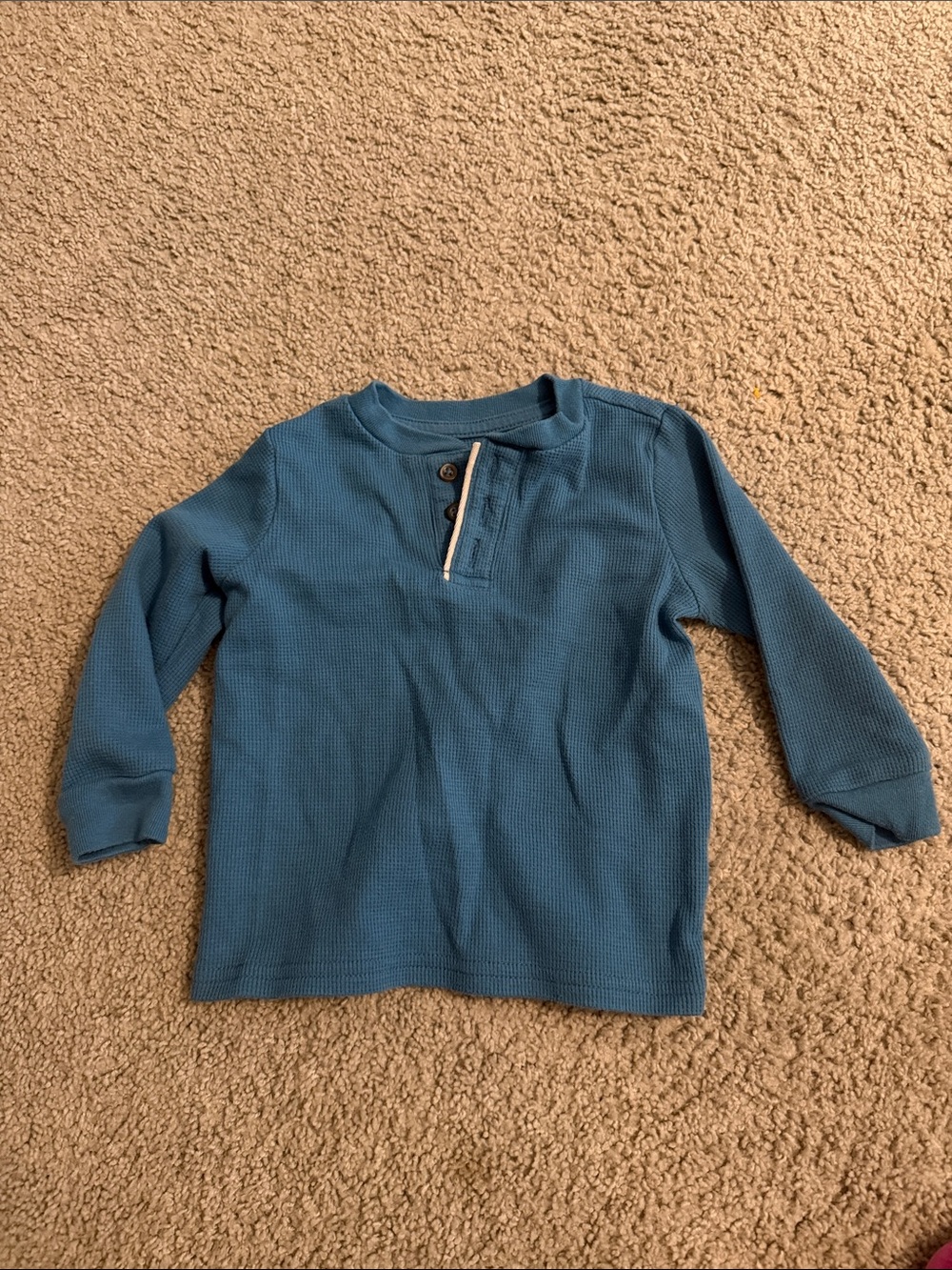 Garanimals Long-Sleeve Waffle Henley in Teal Blue